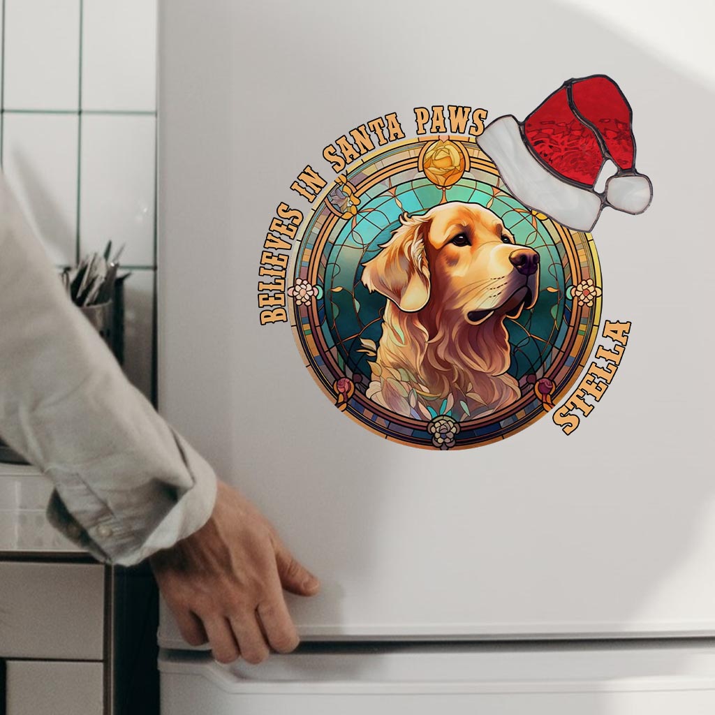 Believes In Santa Paws - Personalized Dog Decal Die Cut