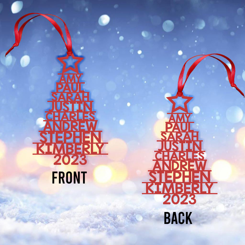 Sapin de Noël personnalisé avec nom - Ornement familial personnalisé