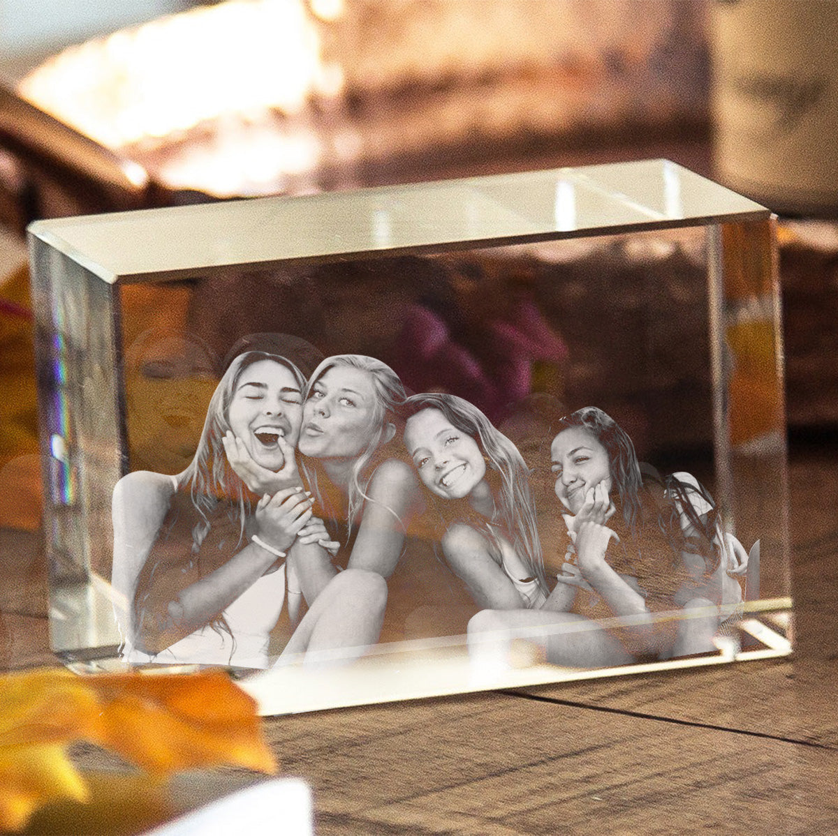 Lampe en cristal 3D cubique gravée au laser avec photo personnalisée pour votre petite-fille