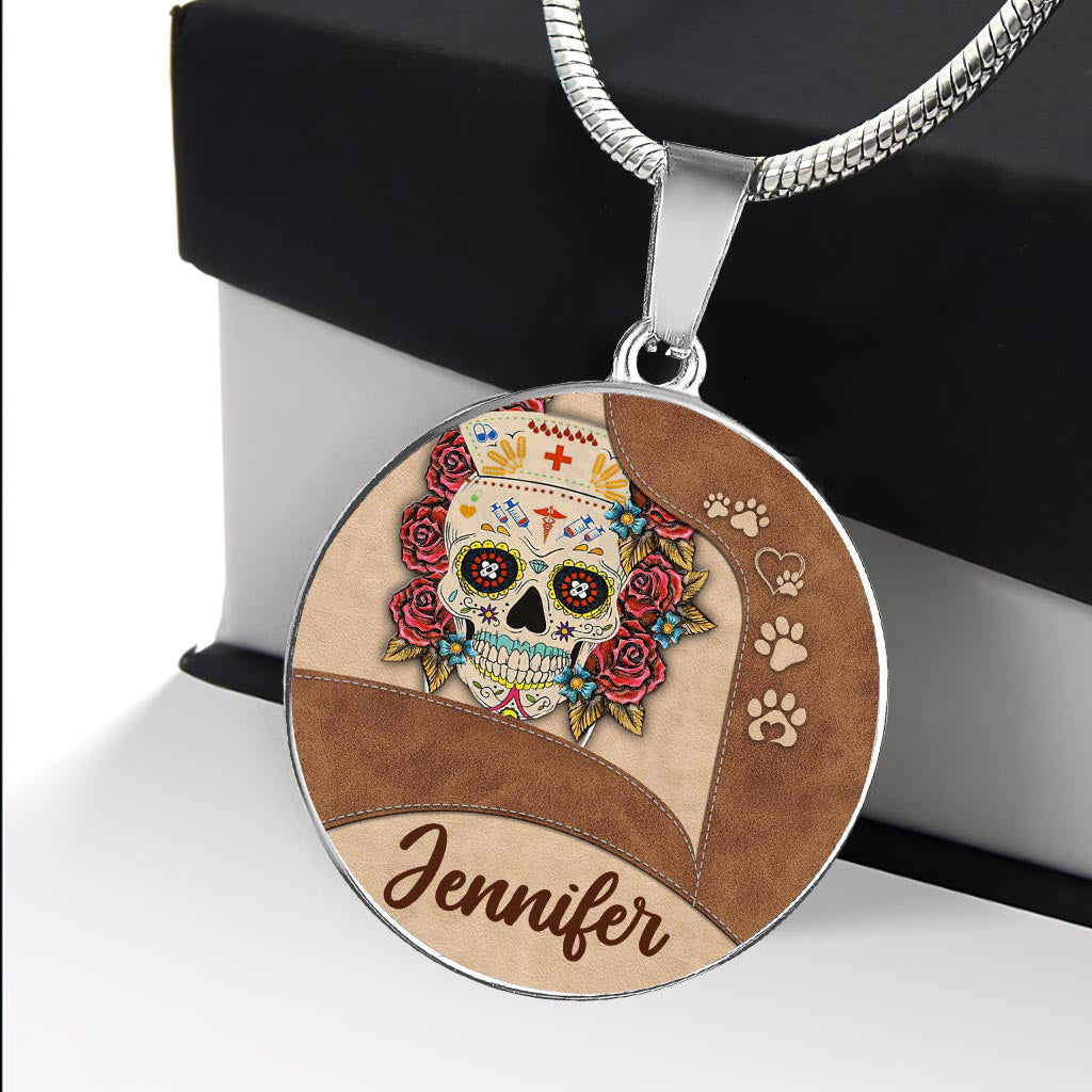 Vie d'infirmière - Collier pendentif rond personnalisé pour infirmière