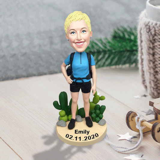 Hiking Society - Figurine à tête branlante personnalisée pour la randonnée