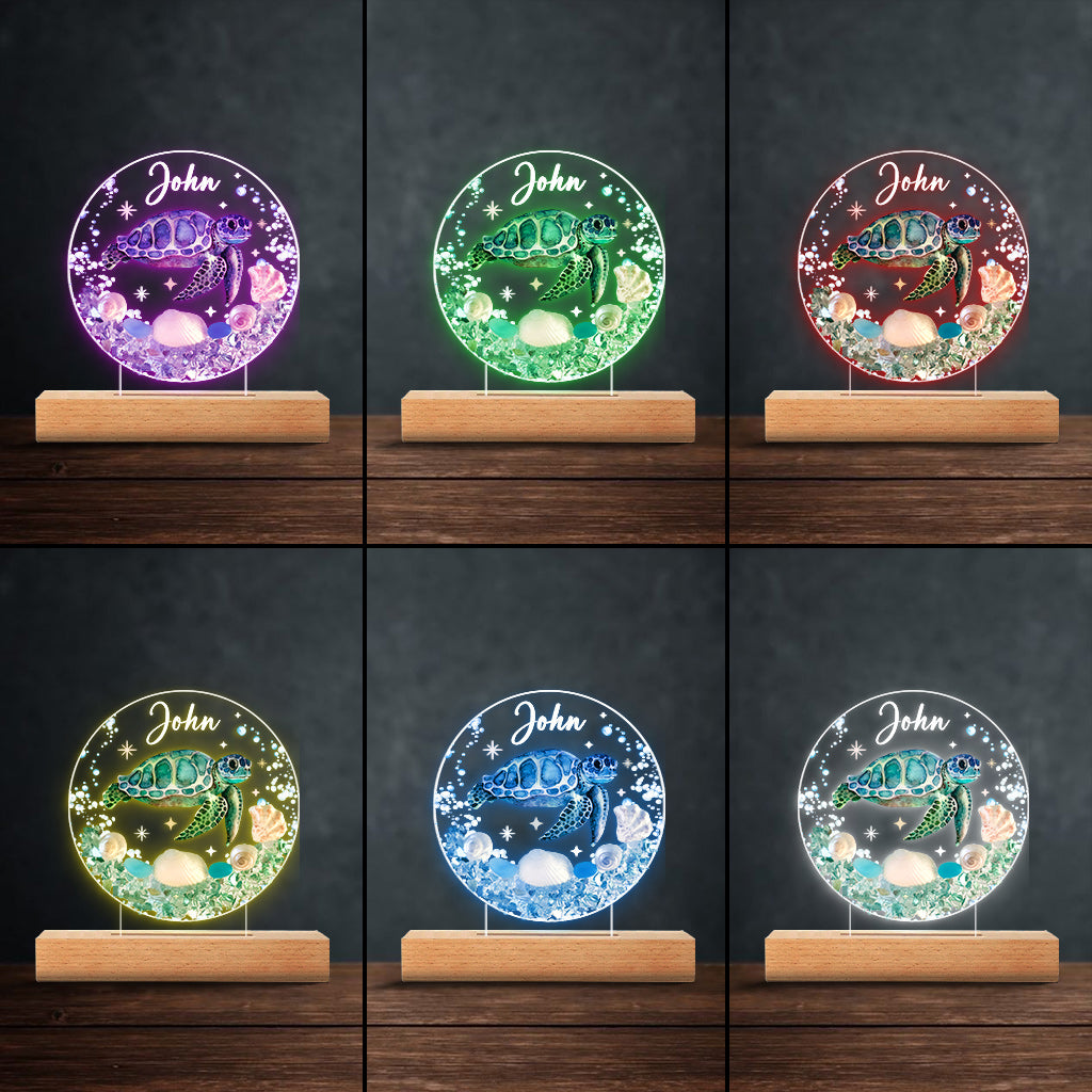 Plaque lumineuse personnalisée en forme de tortue « Love Turtle »