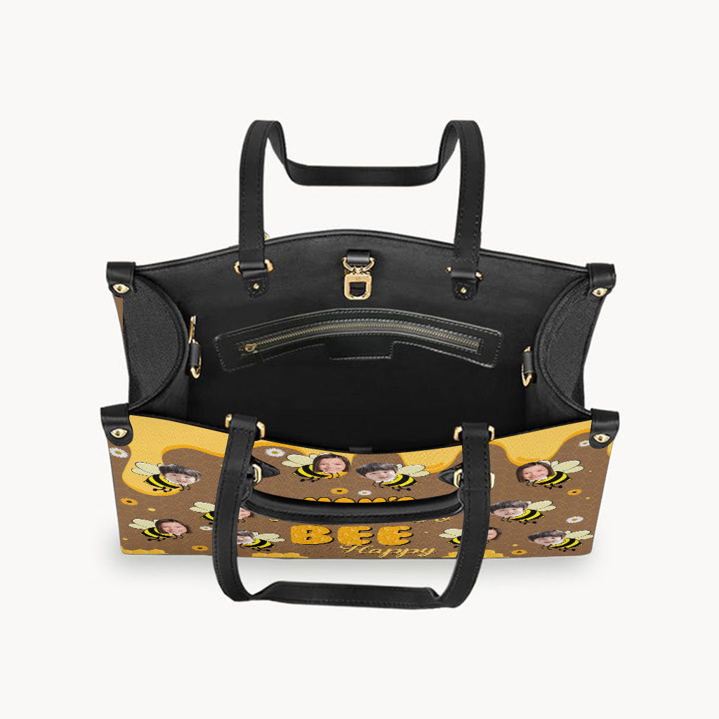 Soyez heureuse - Cadeau pour grand-mère, maman - Sac à main en cuir personnalisé