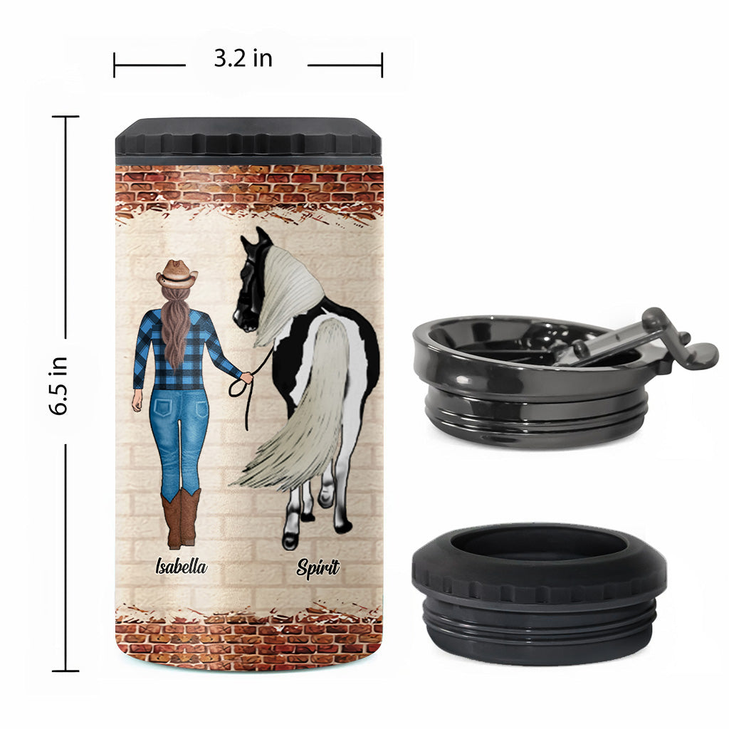 Une fille qui aime les chevaux - Refroidisseur de canettes personnalisé en forme de cheval