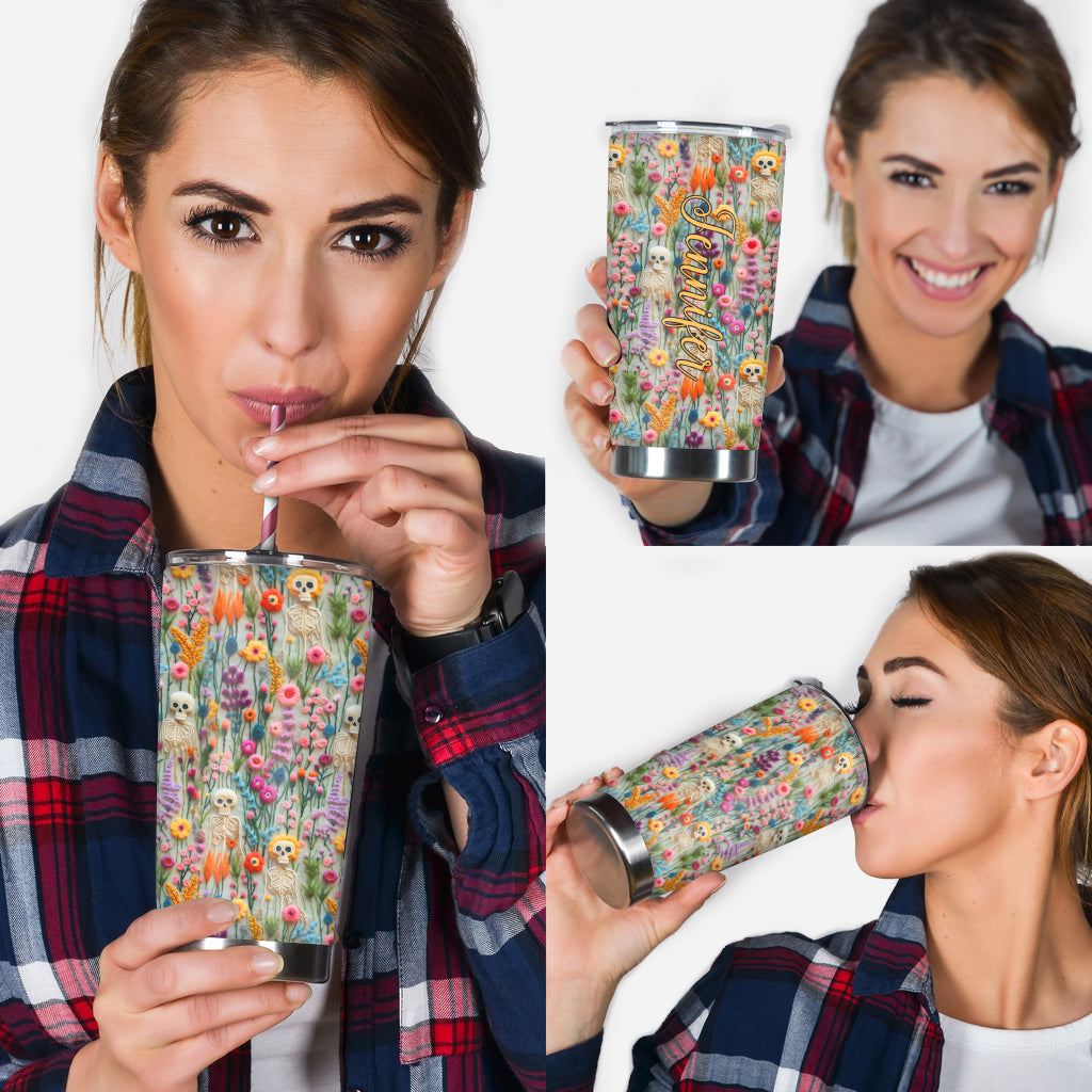 Gobelet squelette floral - Crâne personnalisé