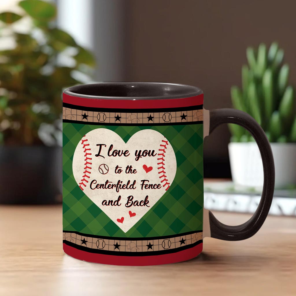 Mon cœur est sur le terrain - Mug personnalisé sur le thème du baseball