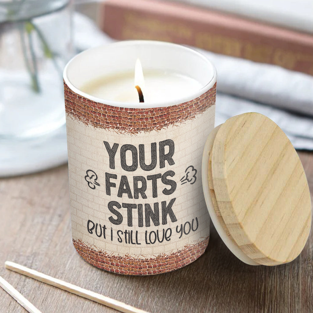 Votre pet pue - Bougie personnalisée pour couple avec couvercle en bois
