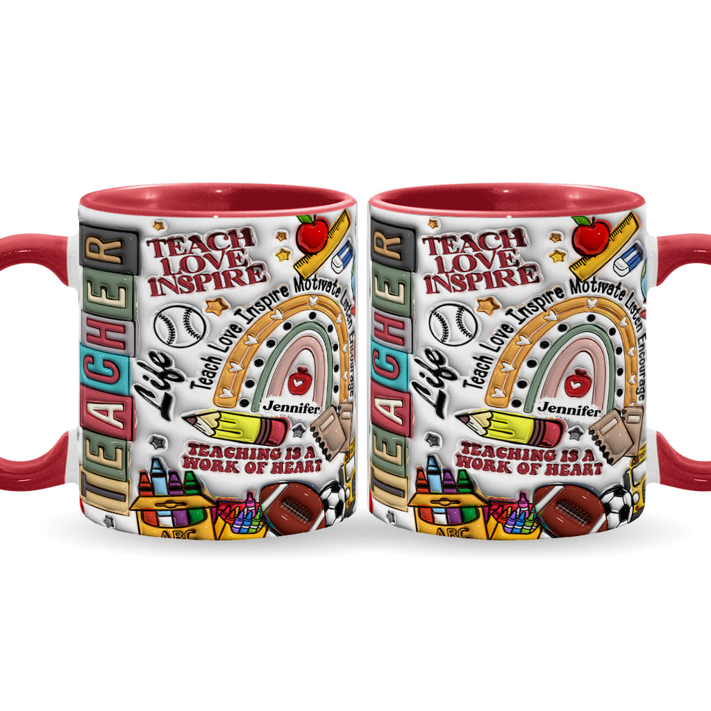 Enseigner, aimer, inspirer - Mug personnalisé pour enseignants