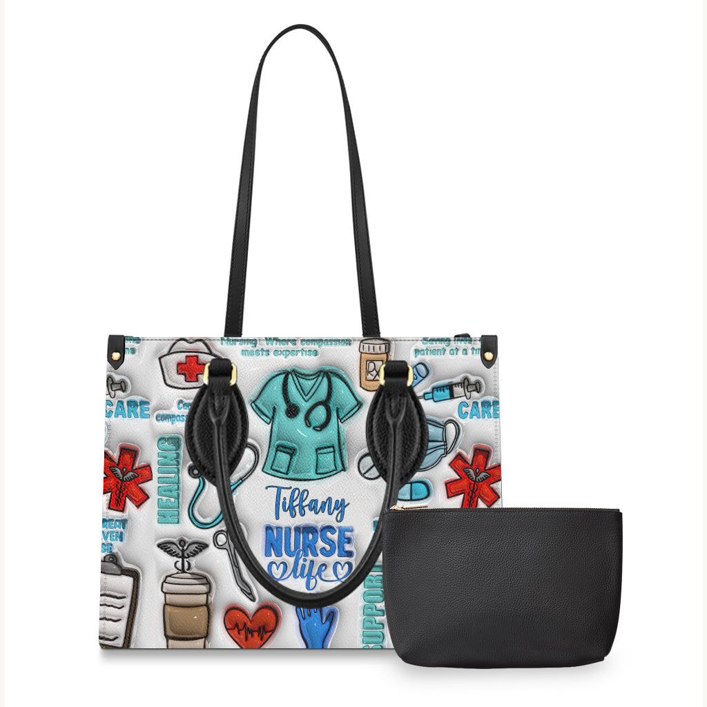 Nurse Life - Personalized Nurse Leather Handbag