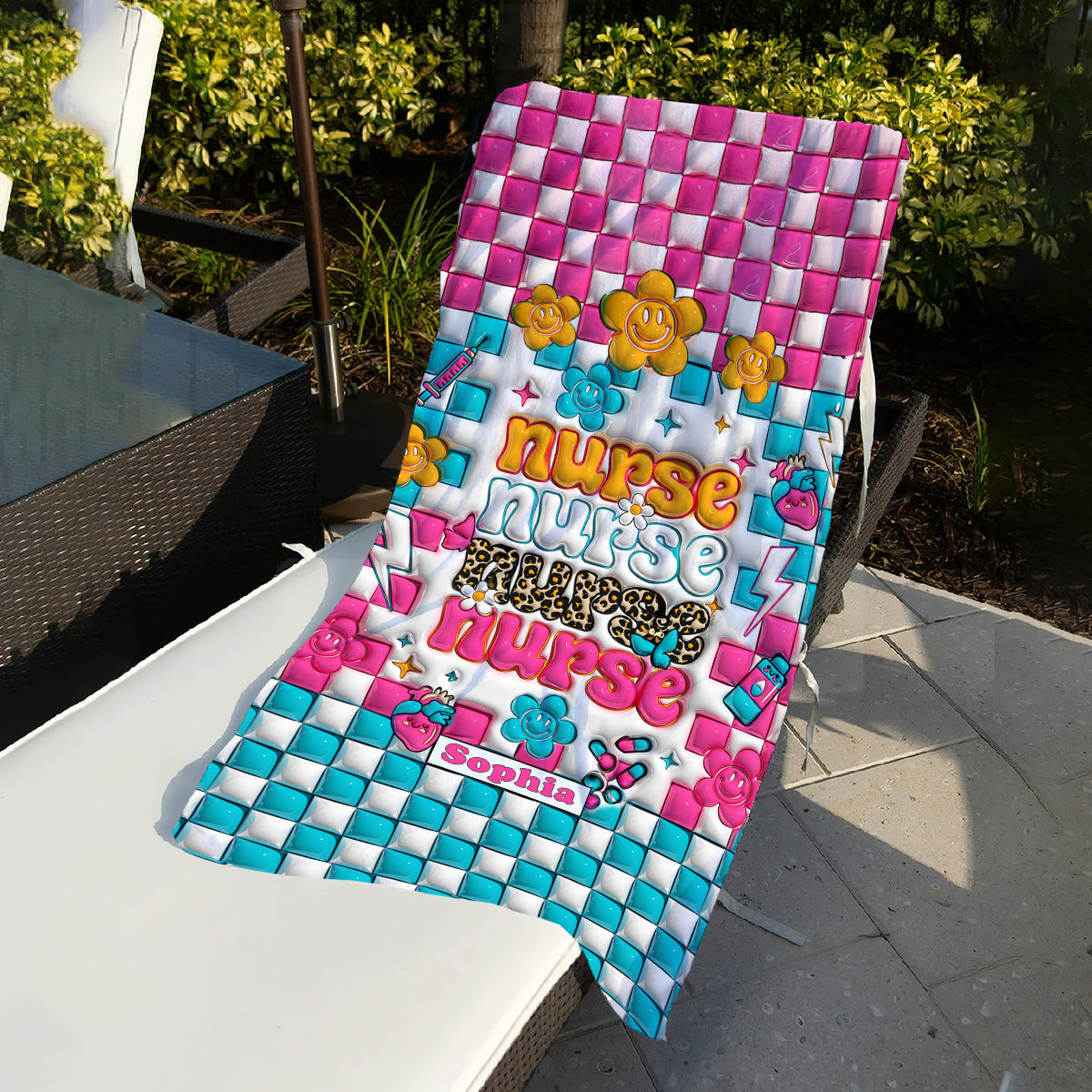 Vie d'infirmière - Cadeau pour maman, elle, épouse, petite amie, amie - Serviette de plage personnalisée