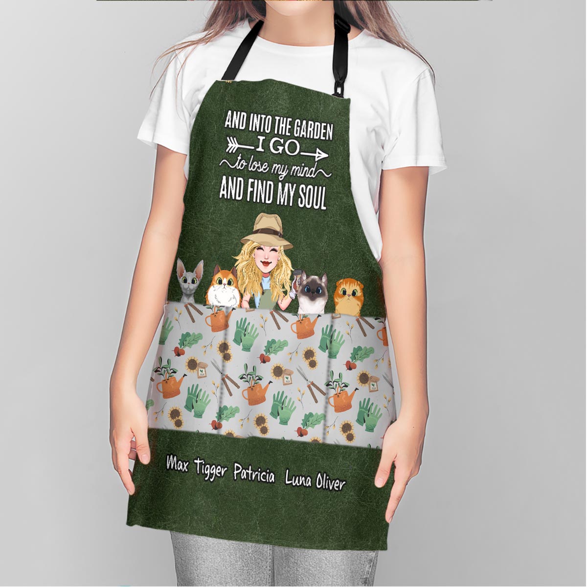 Et me voilà au jardin ! - Cadeau de jardinage pour maman, épouse, amie, grand-mère, amoureuse des chiens et des chats - Tablier personnalisé