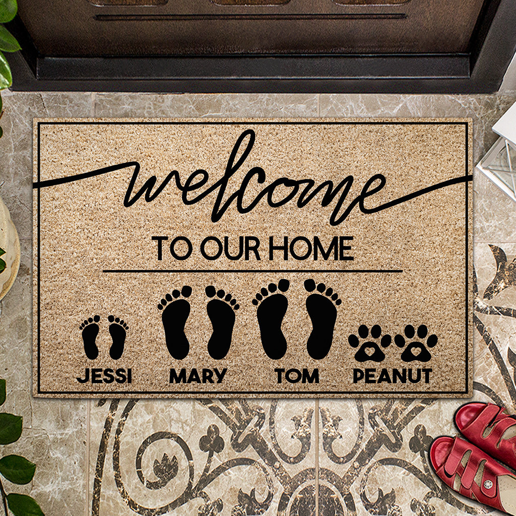 Bienvenue chez nous ! Paillasson personnalisé pour pendaison de crémaillère