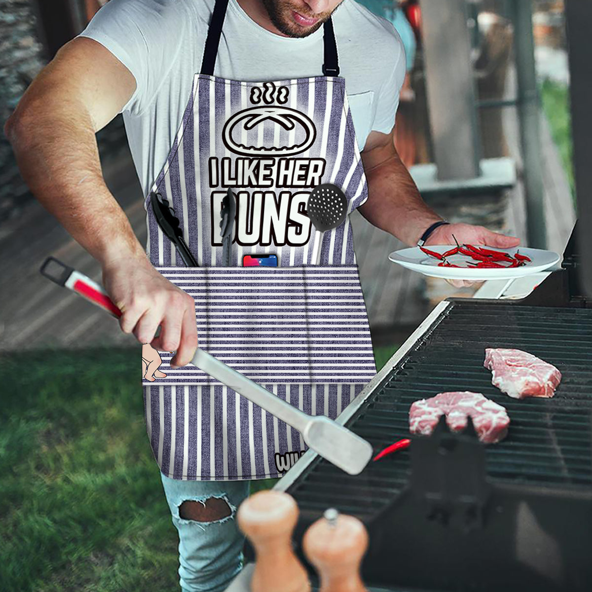 J'aime sa viande, j'aime ses petits pains - Tablier personnalisé pour couple