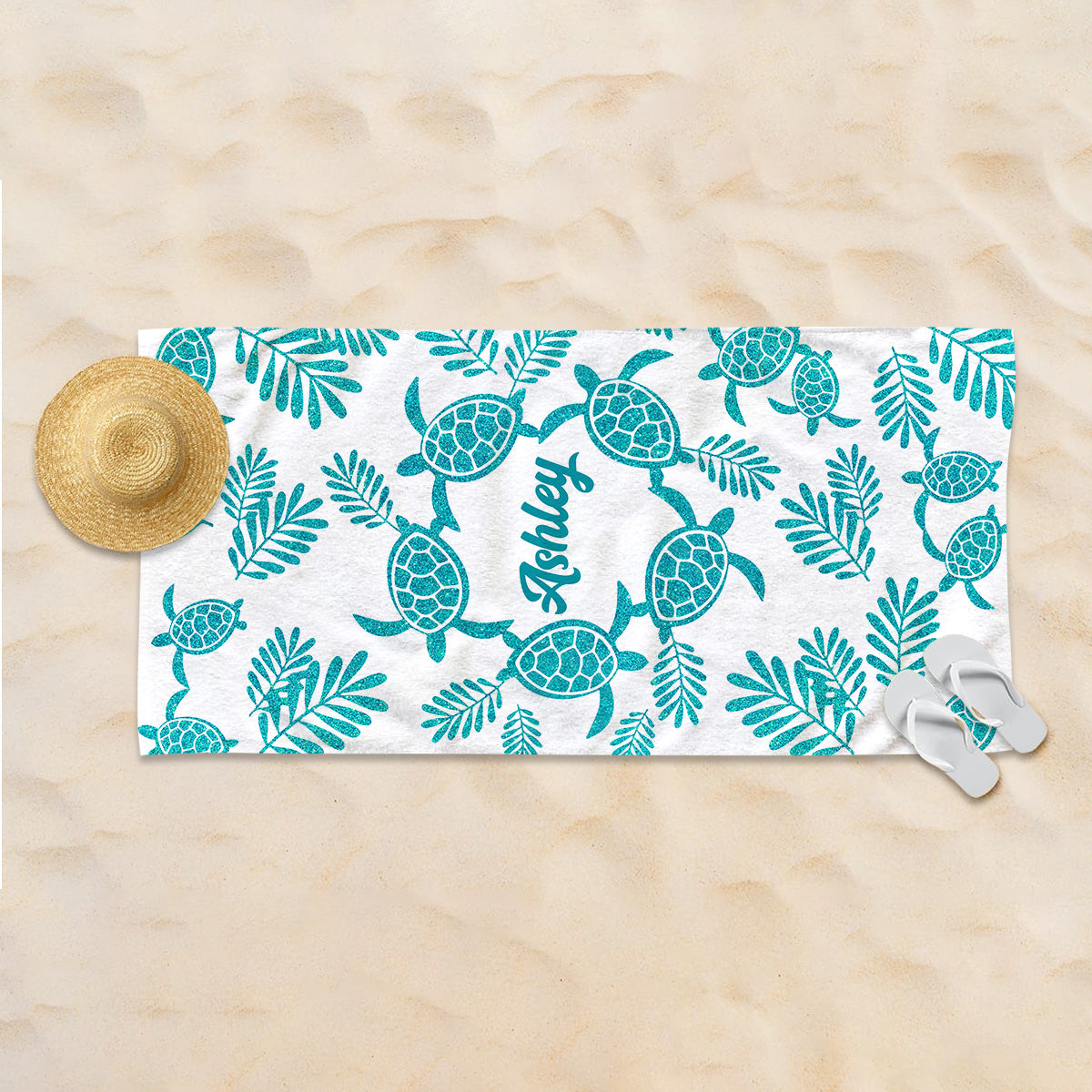 Serviette de plage personnalisée pour amoureux des tortues et de la mer