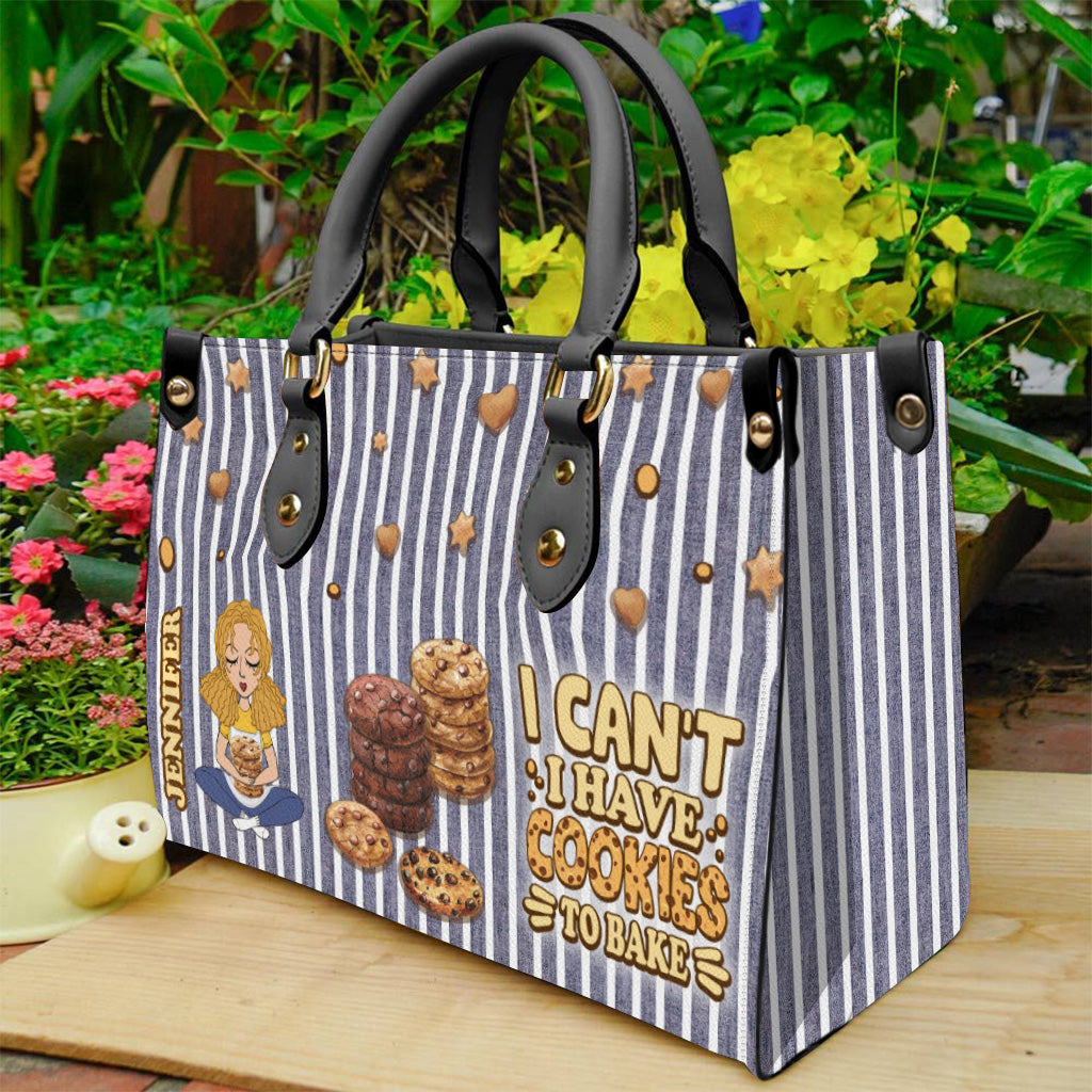 Je ne peux pas, j'ai des biscuits à faire cuire ! - Sac à main en cuir personnalisé pour la pâtisserie