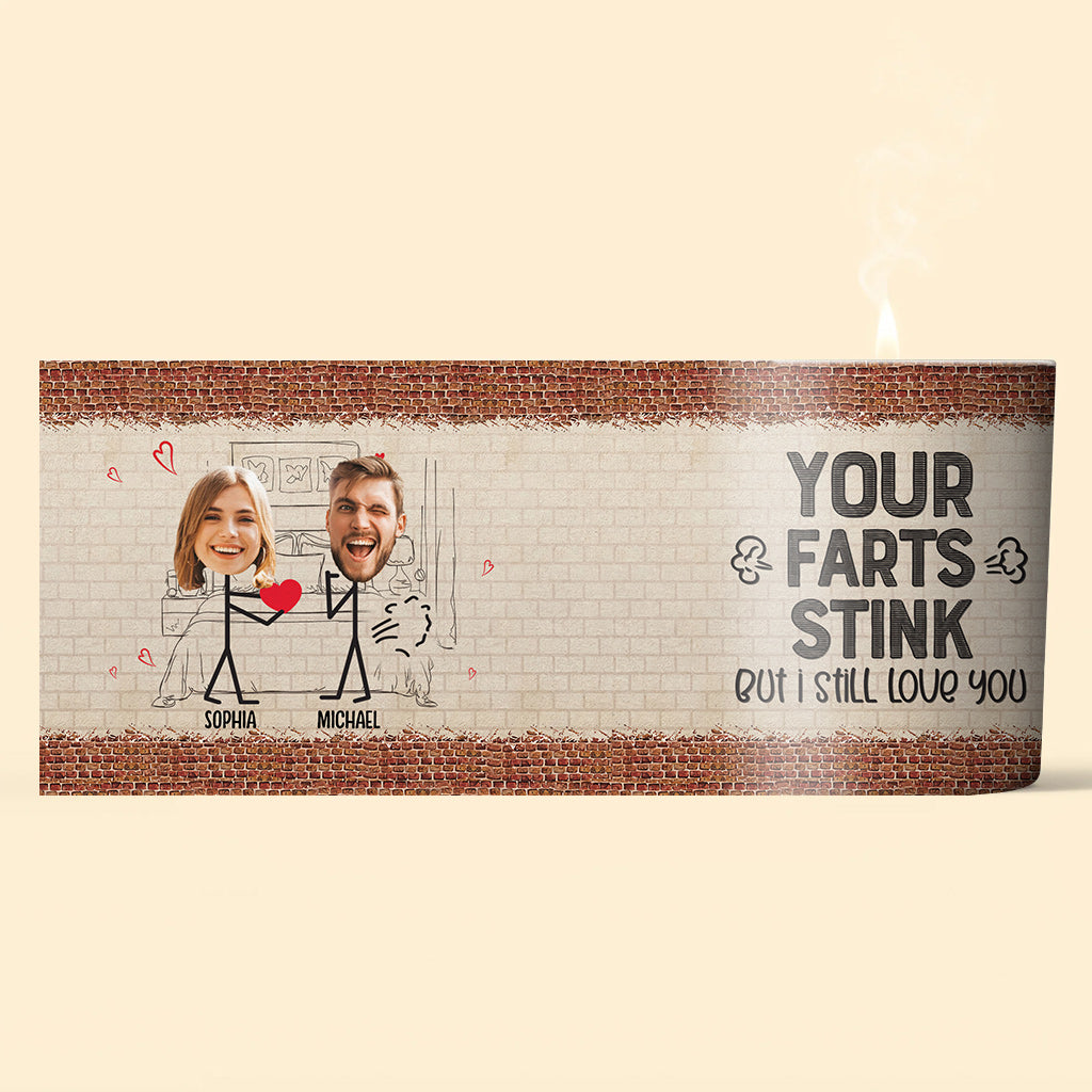 Votre pet pue - Bougie personnalisée pour couple avec couvercle en bois