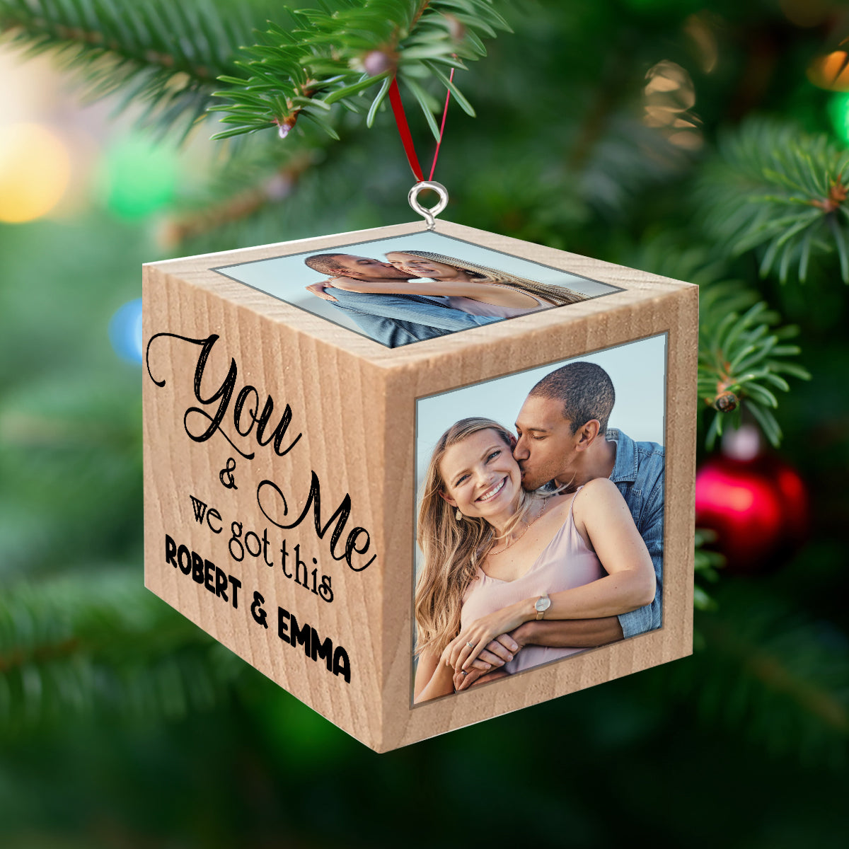 Ornement en forme de bloc « Toi et moi, on gère » - cadeau pour petite amie, petit ami, mari, femme - Ornement en forme de bloc personnalisé