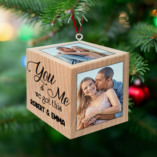 Ornement en forme de bloc « Toi et moi, on gère » - cadeau pour petite amie, petit ami, mari, femme - Ornement en forme de bloc personnalisé