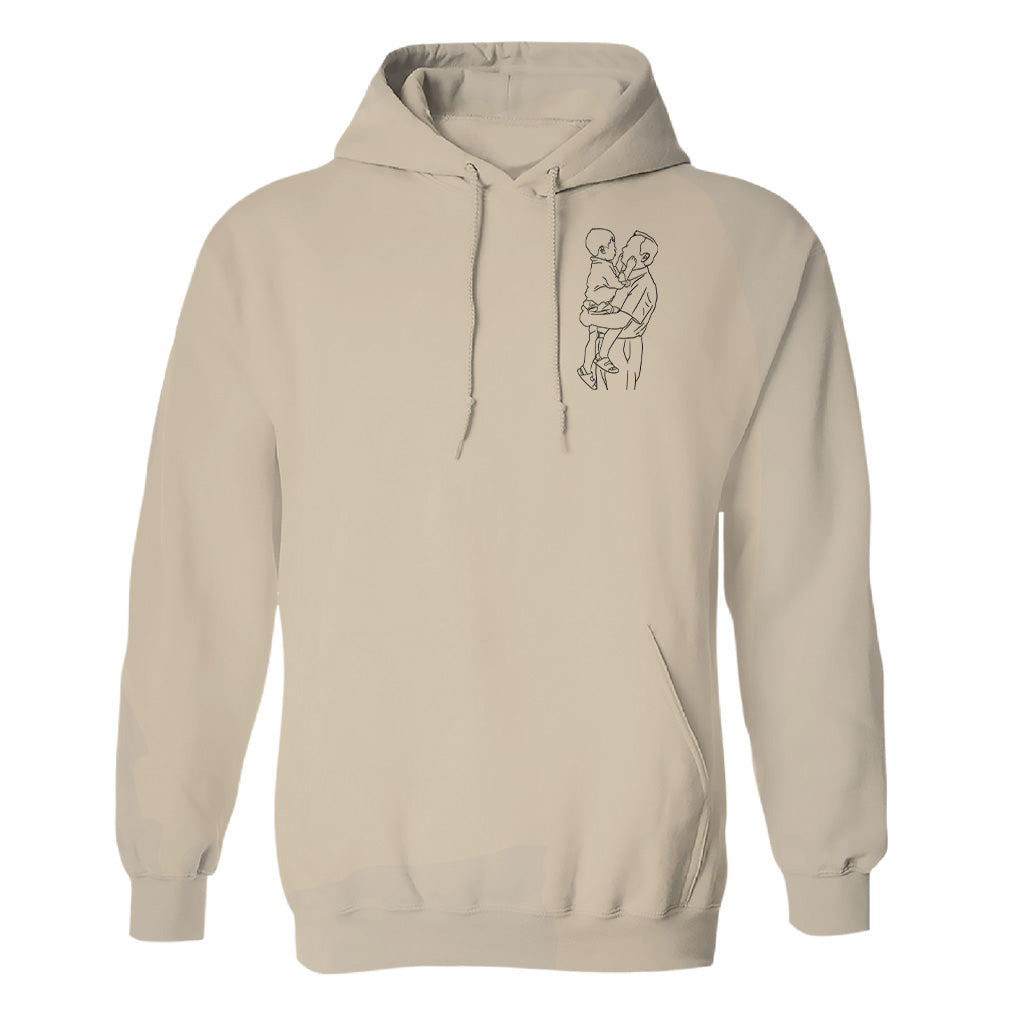 Sweat à capuche brodé personnalisé avec motif au trait - Grand-père personnalisé