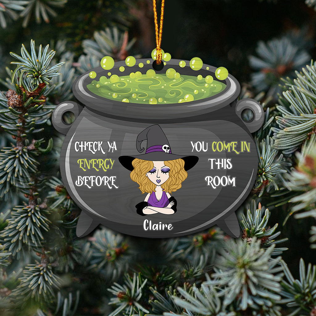 Check Ya Energy - Personalized Witch Ornament