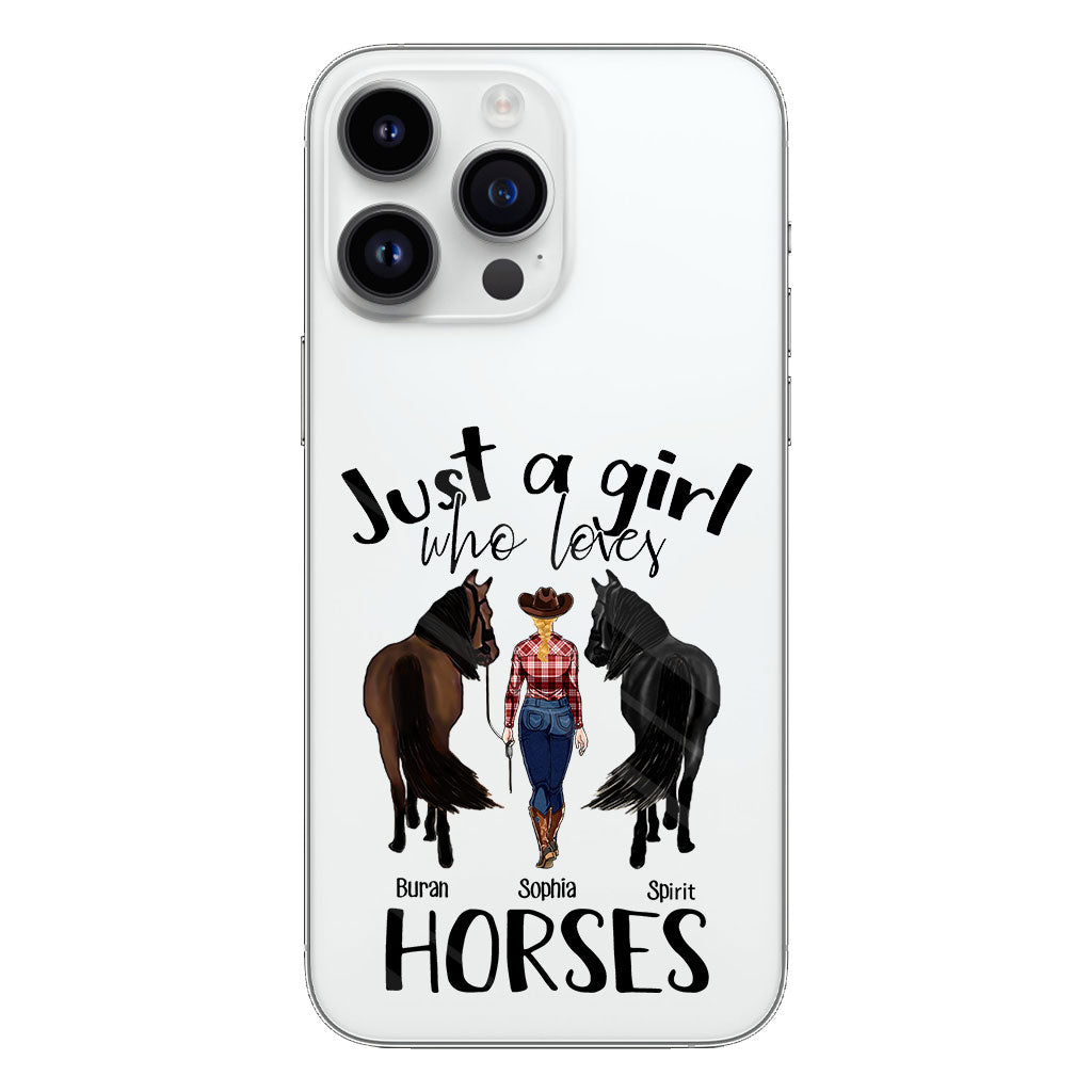 Juste une fille qui aime les chevaux - Coque de téléphone transparente personnalisée avec motif cheval