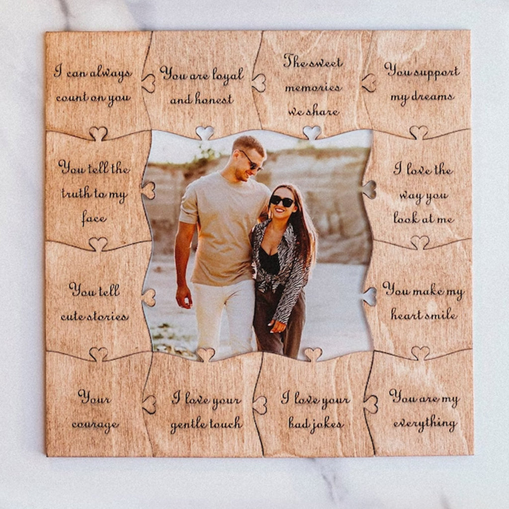 Raisons pour lesquelles je t'aime - cadeau pour mari, femme, petit ami, petite amie - Puzzle en bois personnalisé avec photo