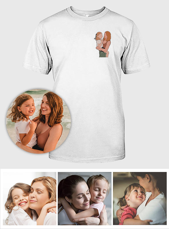 Photo 2D personnalisée - T-shirt brodé personnalisé pour maman