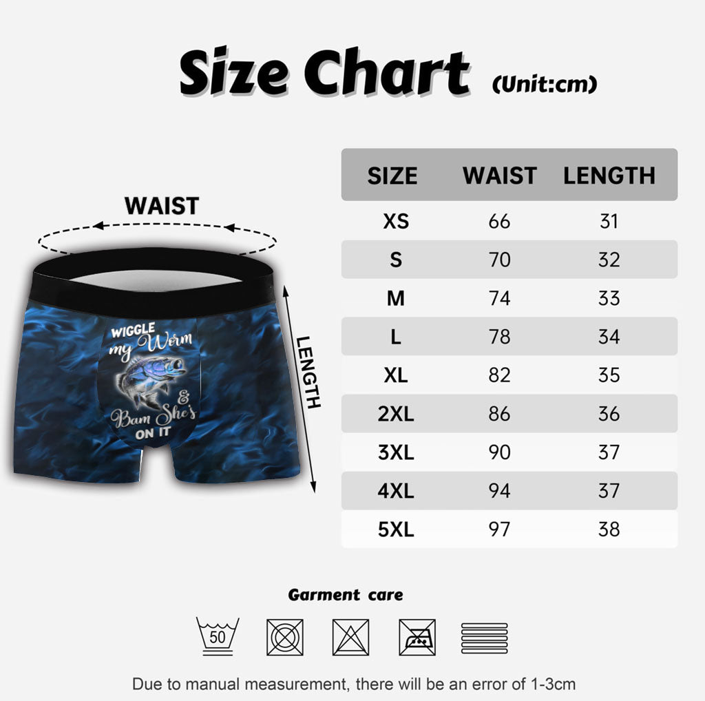 Agite mon ver et hop, elle est dessus ! - Boxers de pêche personnalisés pour hommes