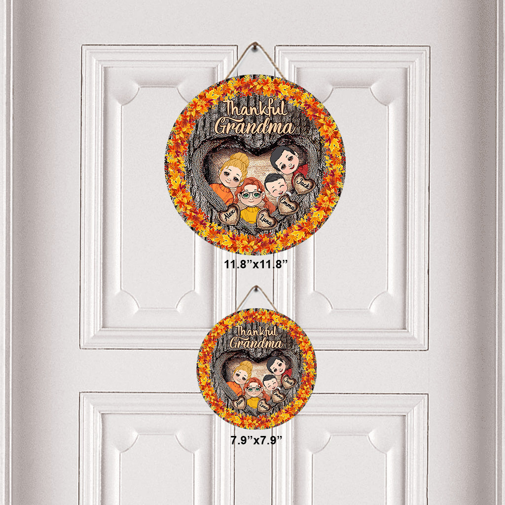 Grand-mère reconnaissante - Cadeau pour grand-mère - Panneau rond en bois personnalisé