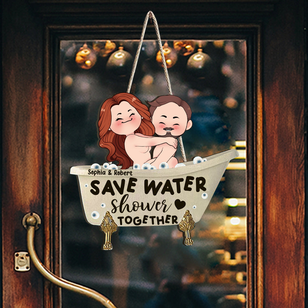 Save Water Shower Together - Personalized Couple Wood Sign