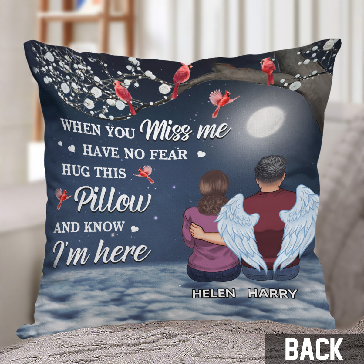 Coussin commémoratif personnalisé « Quand tu me manques »