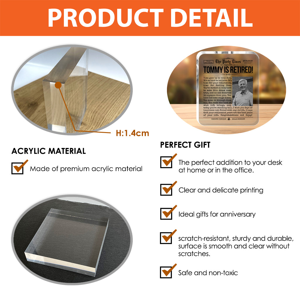 Bonne retraite ! - Plaque acrylique personnalisée pour retraités.