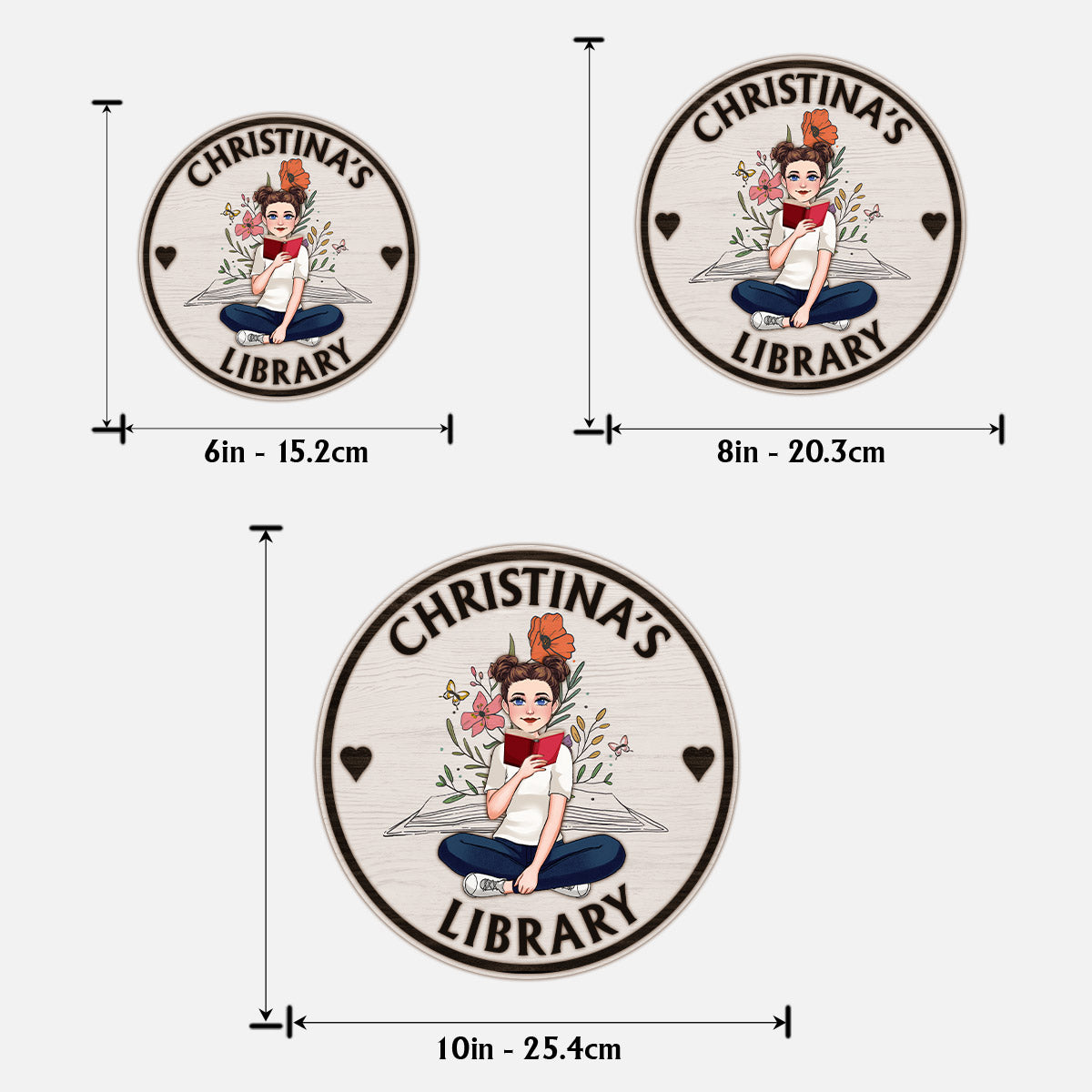 Ma bibliothèque - Plaque en bois personnalisée à 2 couches