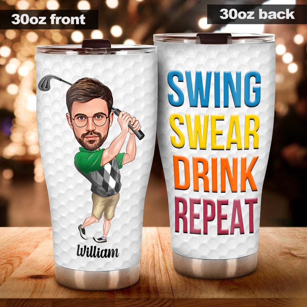 Swing Swear Drink Repeat - Gobelet de golf personnalisé