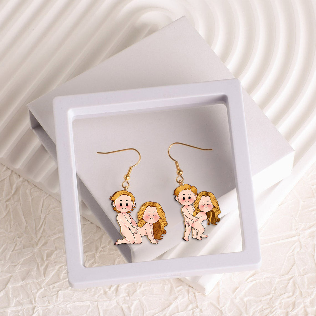 Couple amusant - cadeau pour mari, femme, petit ami, petite amie - Boucles d'oreilles en bois personnalisées