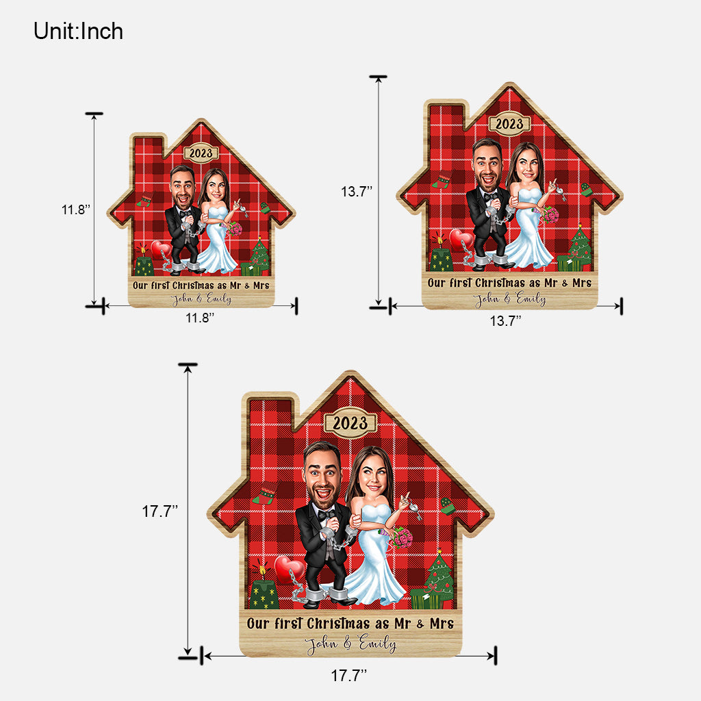 Notre premier Noël - Panneau en bois personnalisé pour mari et femme