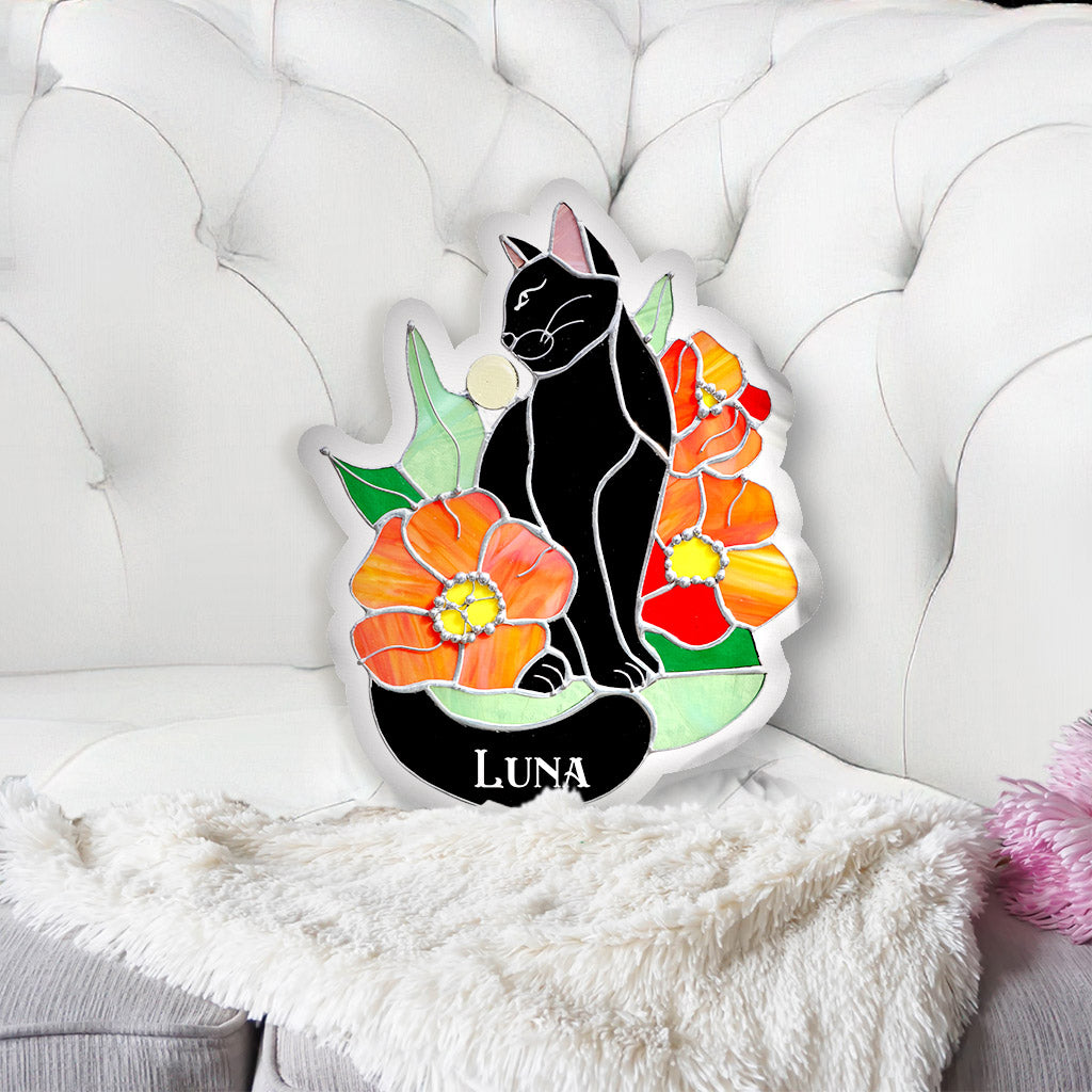 Coussin personnalisé en forme de chat noir