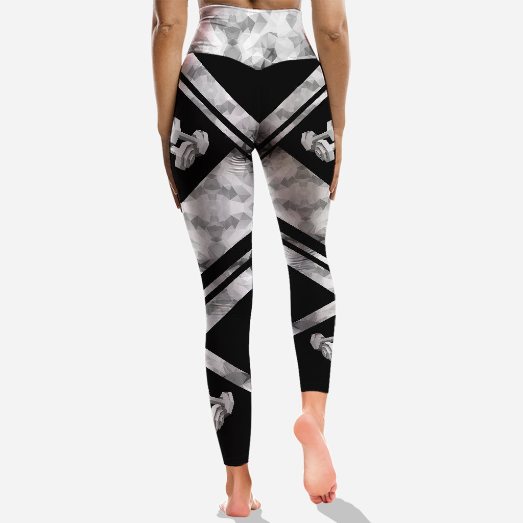 I Won't Quit Until I'm Fit - Personalized Fitness Hollow Tank Top and Leggings