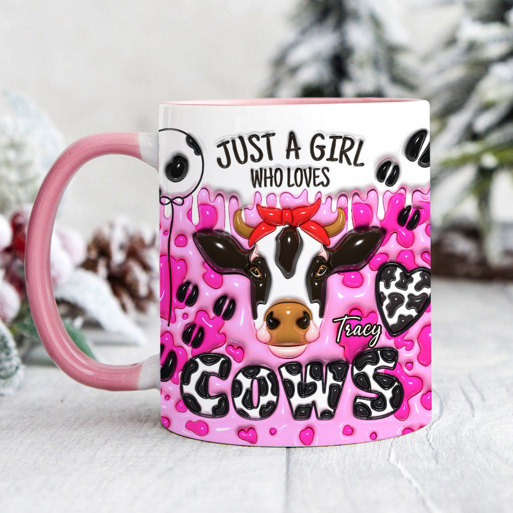 Mug personnalisé « Juste une fille qui aime les vaches » avec motif vache