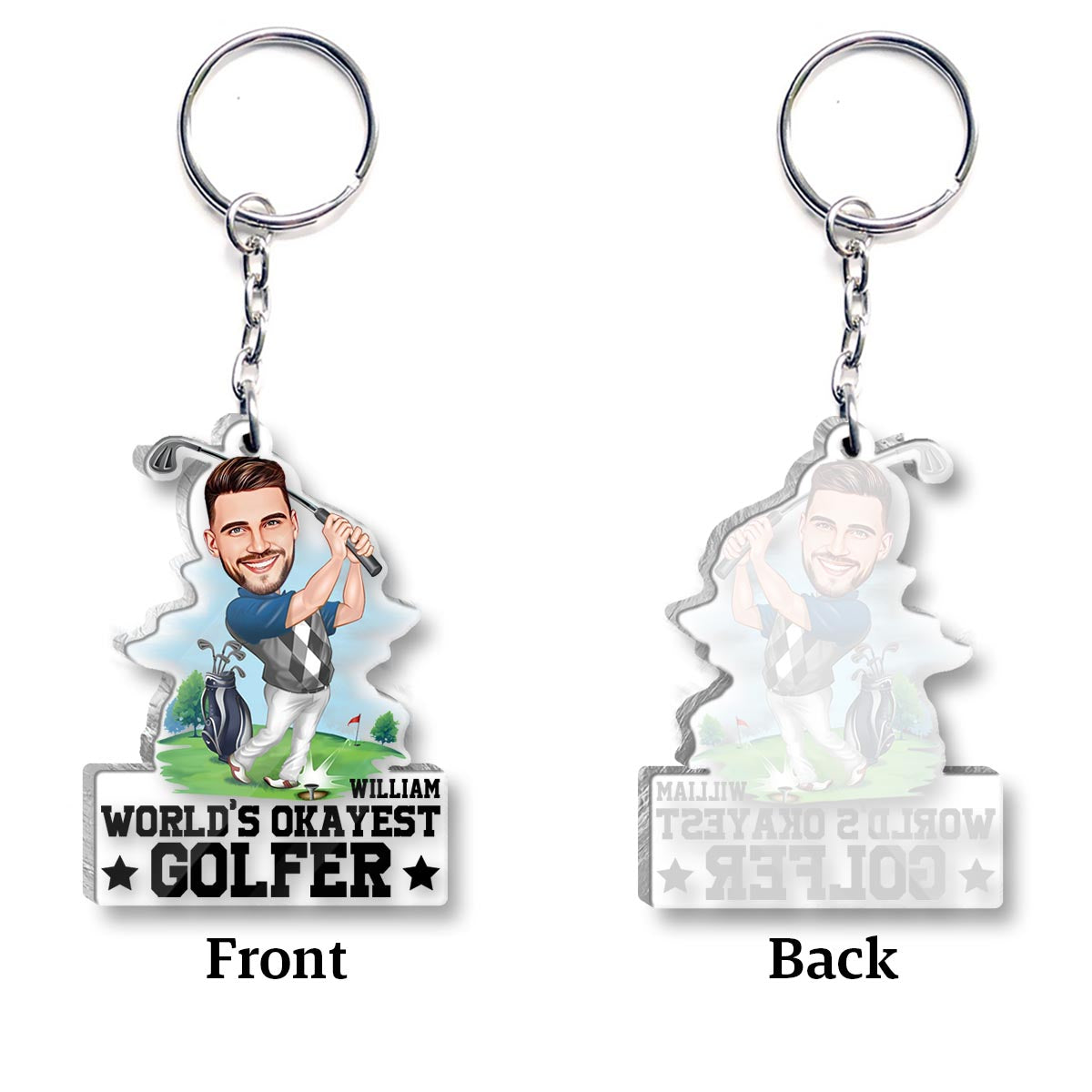 World's Okayest Golfer - Personalized Golf Keychain
