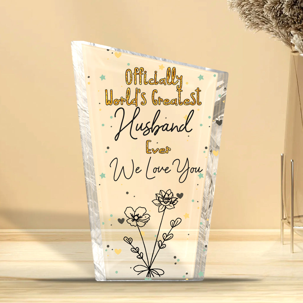 Officiellement la meilleure maman du monde ! – Cadeau pour maman, grand-mère, épouse, papa, grand-père, mari – Plaque acrylique personnalisée.