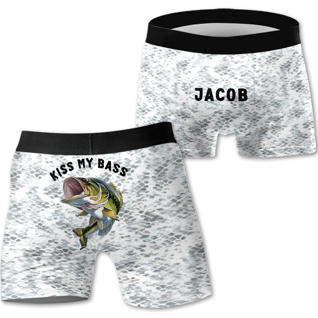Kiss My Bass - Boxers de pêche personnalisés pour hommes