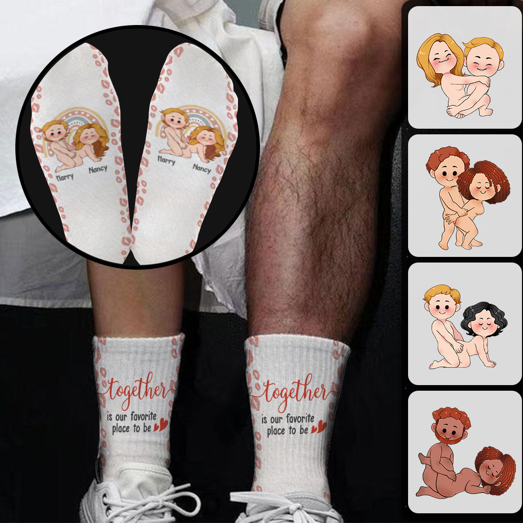 Être ensemble, c'est notre endroit préféré - Chaussettes personnalisées pour couples