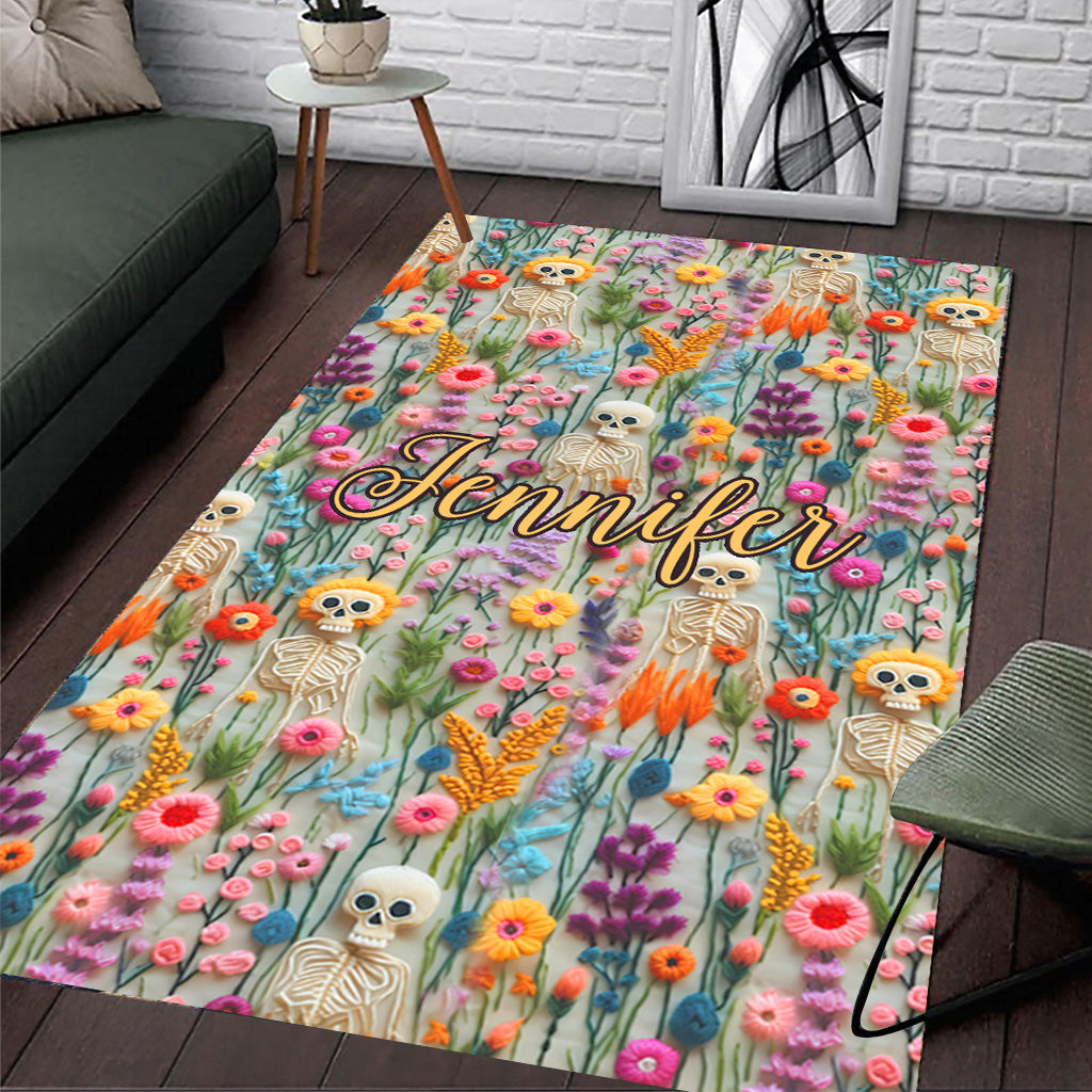 Tapis squelette floral - Crâne personnalisé