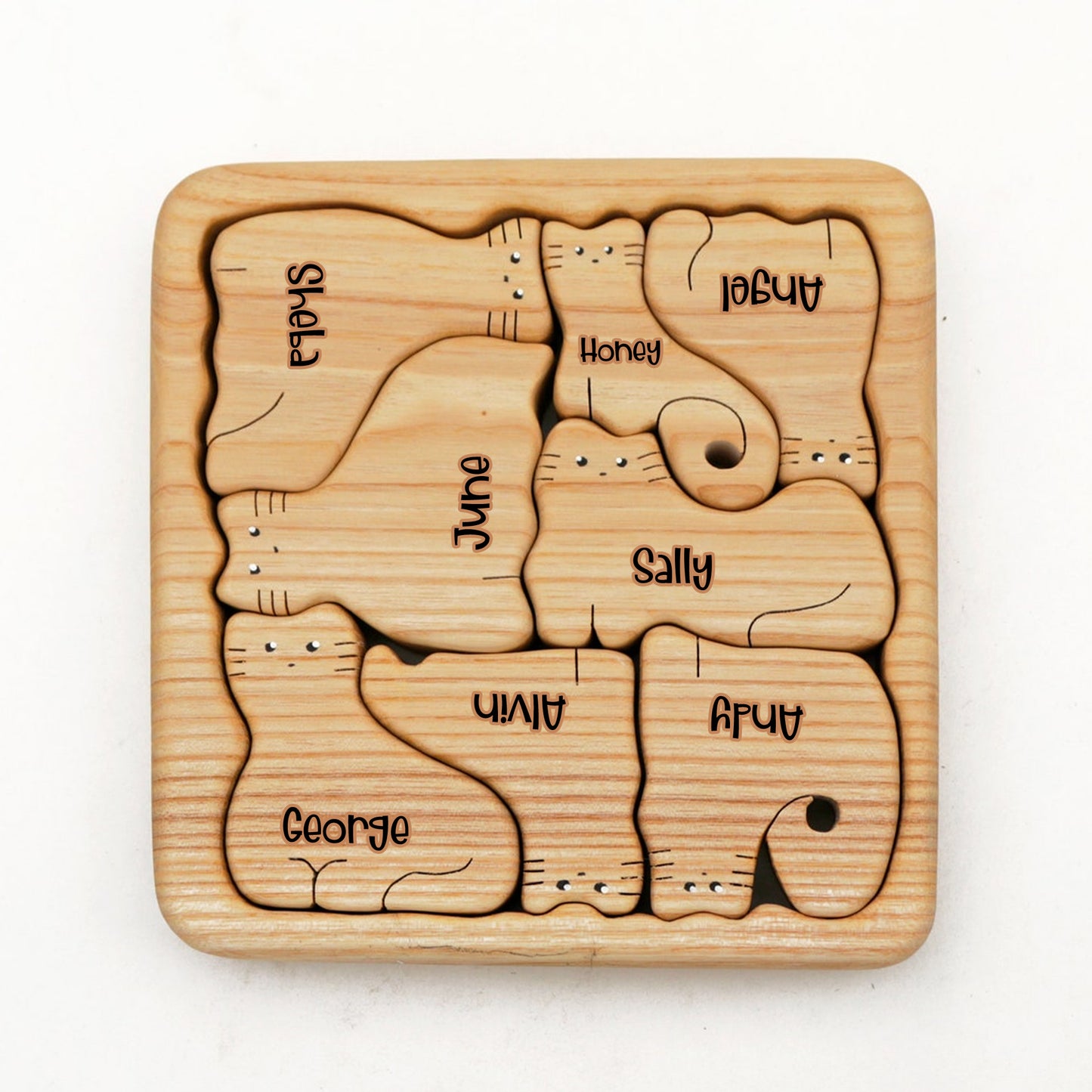 Puzzle Chat - Cadeau pour les amoureux des chats - Puzzle en bois personnalisé