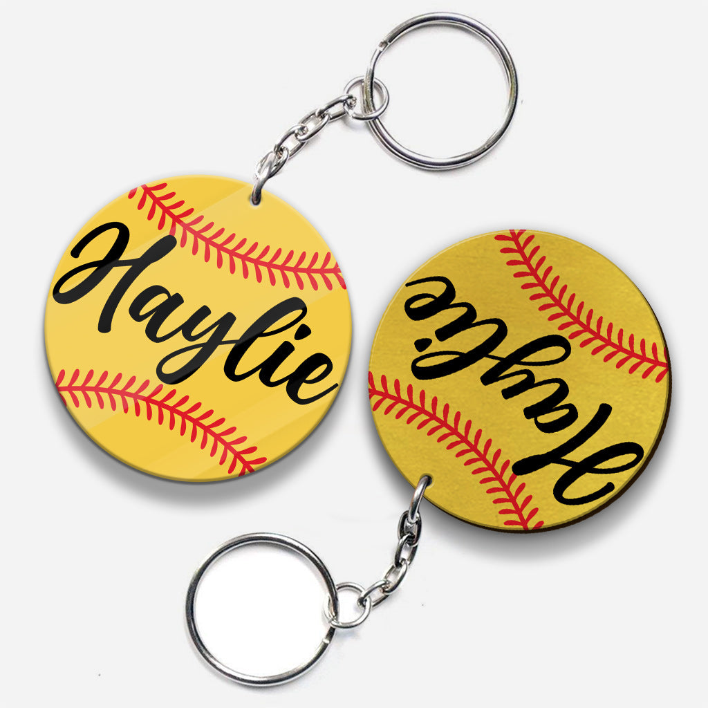 Porte-clés softball personnalisé « Amoureux du baseball »