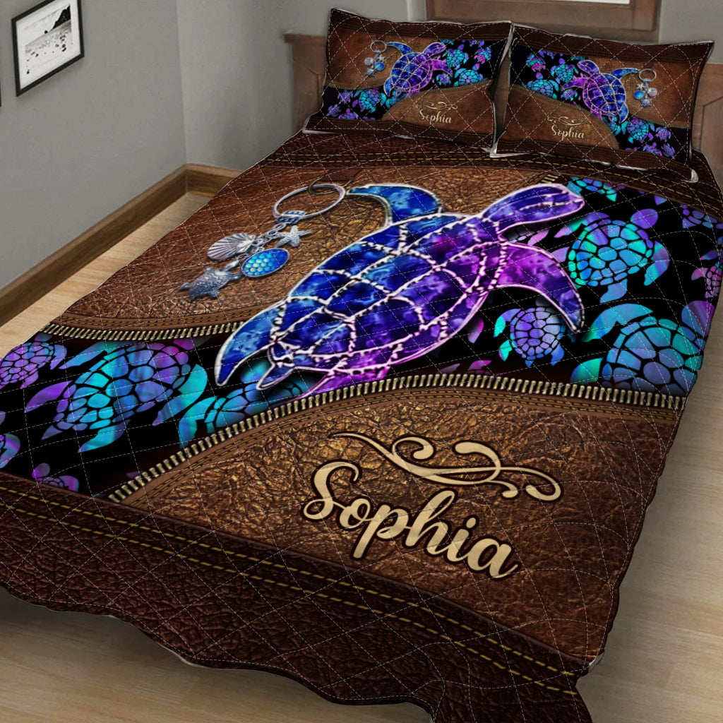 Salty Lil' Beach - Ensemble de courtepointe personnalisé avec tortue