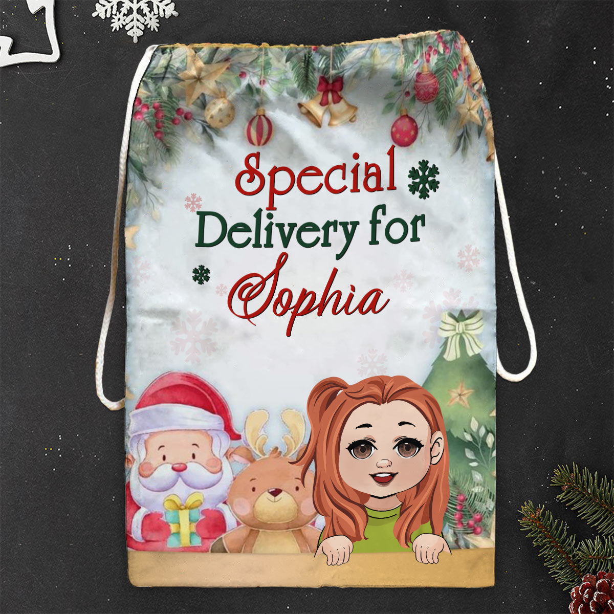 Livraison spéciale - Sac fourre-tout familial personnalisé à cordon