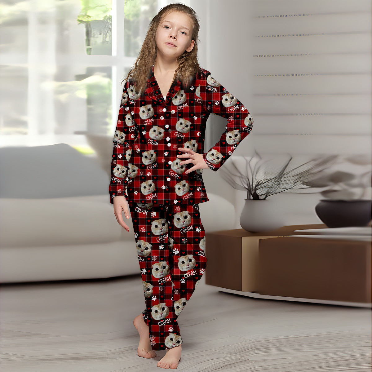 Couverture photo personnalisée pour animaux de compagnie - Cadeau pour les amoureux des chats et des chiens - Pyjama à boutons personnalisé
