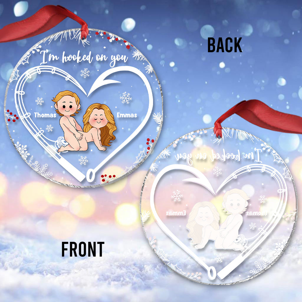 Je suis accro à toi - Ornement transparent de pêche personnalisé